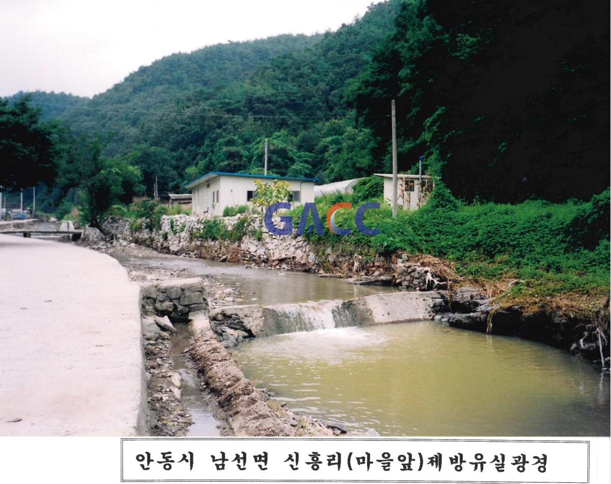 2002년 남선면 신흥리(마을앞) 제방유실광경 작은그림