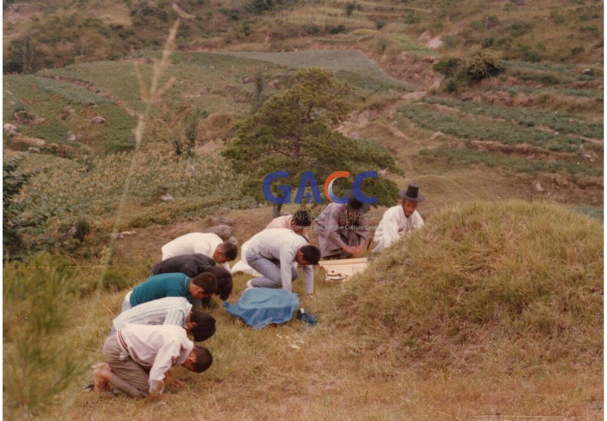 1990년대 추석 부모님 산소 앞에 모인 삼형제네 가족들 작은그림